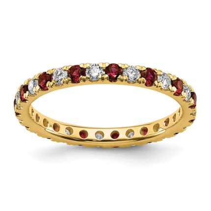 14k 3/8 carat Lab Grown Diamond VS/SI+ G+ and Lab Created Ruby Size 4 Eternity Band