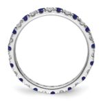 14k White Gold 1/2 carat Lab Grown Diamond VS/SI+ G+ and Lab Created Blue Sapphire Size 7 Eternity Band - Image 2