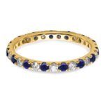 14k 3/8 carat Lab Grown Diamond VS/SI+ G+ and Lab Created Blue Sapphire Size 5 Eternity Band - Image 3