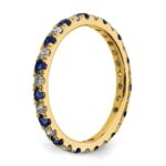 14k 1/2 carat Lab Grown Diamond VS/SI+ G+ and Lab Created Blue Sapphire Size 6.5 Eternity Band - Image 4