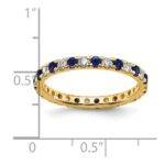14k 3/8 carat Lab Grown Diamond VS/SI+ G+ and Lab Created Blue Sapphire Size 5 Eternity Band - Image 5