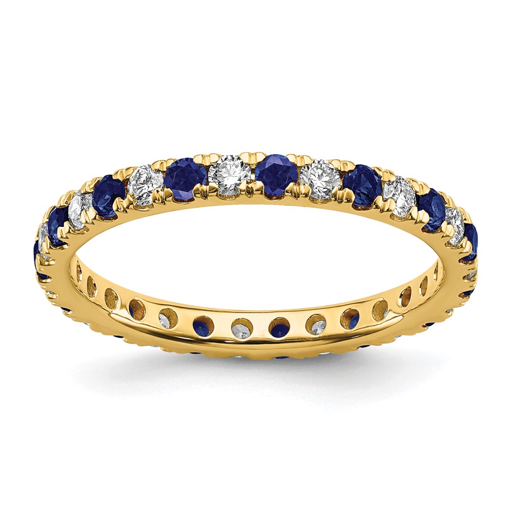 ET0049-CSA-050-7YAA.jpg 14k 3/8 carat Lab Grown Diamond VS/SI+ G+ and Lab Created Blue Sapphire Size 4.5 Eternity Band - Image 1