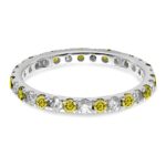 14k White Gold 1/2 carat Lab Grown Diamond VS/SI+ G+ and Lab Created Yellow Sapphire Size 6 Eternity Band - Image 3