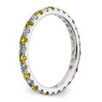 14k White Gold 1/2 carat Lab Grown Diamond VS/SI+ G+ and Lab Created Yellow Sapphire Size 8.5 Eternity Band - Image 4