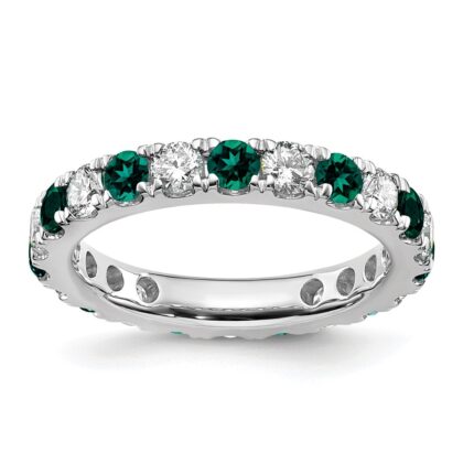 14k White Gold 1 1/5 carat Lab Grown Diamond VS/SI+ G+ and Lab Created Alexandrite Size 9 Eternity Band