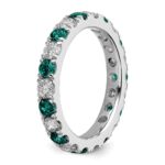 14k White Gold 1 carat Lab Grown Diamond VS/SI+ G+ and Lab Created Alexandrite Size 4 Eternity Band - Image 5