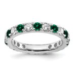 14k White Gold 1 carat Lab Grown Diamond VS/SI+ G+ and Lab Created Emerald Size 4 Eternity Band