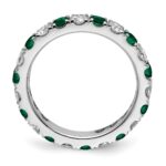 14k White Gold 1 carat Lab Grown Diamond VS/SI+ G+ and Lab Created Emerald Size 6.5 Eternity Band - Image 2