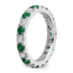 14k White Gold 1 1/5 carat Lab Grown Diamond VS/SI+ G+ and Lab Created Emerald Size 7 Eternity Band - Image 5
