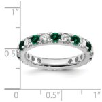 14k White Gold 1 carat Lab Grown Diamond VS/SI+ G+ and Lab Created Emerald Size 6 Eternity Band - Image 6