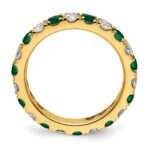 14k 1 carat Lab Grown Diamond VS/SI+ G+ and Lab Created Emerald Size 4 Eternity Band - Image 2