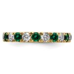 14k 1 carat Lab Grown Diamond VS/SI+ G+ and Lab Created Emerald Size 5 Eternity Band - Image 3