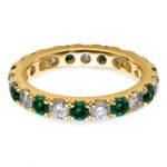14k 1 1/5 carat Lab Grown Diamond VS/SI+ G+ and Lab Created Emerald Size 7 Eternity Band - Image 4