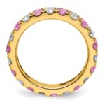 14k 1 carat Lab Grown Diamond VS/SI+ G+ and Lab Created Pink Sapphire Size 4 Eternity Band - Image 2