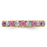 14k 1 1/5 carat Lab Grown Diamond VS/SI+ G+ and Lab Created Pink Sapphire Complete Eternity Band - Image 3