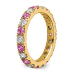 14k 1 1/5 carat Lab Grown Diamond VS/SI+ G+ and Lab Created Pink Sapphire Complete Eternity Band - Image 5