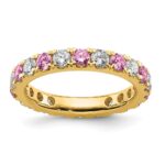 14k 1 1/5 carat Lab Grown Diamond VS/SI+ G+ and Lab Created Pink Sapphire Size 7.5 Eternity Band