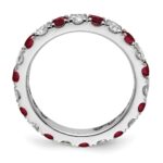 14k White Gold 1 1/5 carat Lab Grown Diamond VS/SI+ G+ and Lab Created Ruby Size 7 Eternity Band - Image 2