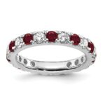 14k White Gold 1 1/5 carat Lab Grown Diamond VS/SI+ G+ and Lab Created Ruby Size 7.5 Eternity Band