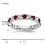 14k White Gold 1 carat Lab Grown Diamond VS/SI+ G+ and Lab Created Ruby Size 4.5 Eternity Band - Image 6