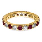 14k 1 1/5 carat Lab Grown Diamond VS/SI+ G+ and Lab Created Ruby Size 8.5 Eternity Band - Image 4