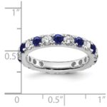 14k White Gold 1 carat Lab Grown Diamond VS/SI+ G+ and Lab Created Blue Sapphire Size 5.5 Eternity Band - Image 6