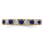 14k 1 carat Lab Grown Diamond VS/SI+ G+ and Lab Created Blue Sapphire Size 5 Eternity Band - Image 3
