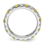 14k White Gold 1 carat Lab Grown Diamond VS/SI+ G+ and Lab Created Yellow Sapphire Size 4 Eternity Band - Image 2