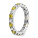 14k White Gold 1 carat Lab Grown Diamond VS/SI+ G+ and Lab Created Yellow Sapphire Size 4 Eternity Band - Image 5