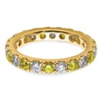 14k 1 carat Lab Grown Diamond VS/SI+ G+ and Lab Created Yellow Sapphire Size 5 Eternity Band - Image 4