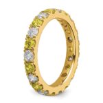 14k 1 carat Lab Grown Diamond VS/SI+ G+ and Lab Created Yellow Sapphire Size 5 Eternity Band - Image 5