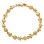 14k Polished and Textured Sea Life 7 inch Bracelet - Image 4