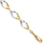 14K and White Rhodium Oval Link 7 inch Bracelet