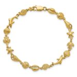14K Polished and Textured Sea Life 7.25 inch Bracelet - Image 4