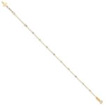 14K Tri-color Diamond-cut Beaded 7 inch Bracelet Plus 1 inch Cross Extender - Image 2