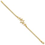 14K Polished Leaves and Bismark Chain 7 inch Bracelet - Image 2