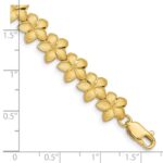 14K Brushed and Diamond-cut Plumeria Floral 7.25 inch Bracelet - Image 4