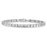 14K White Gold Polished 4mm Diamond-Cut Squares 7.25 inch Bracelet - Image 3