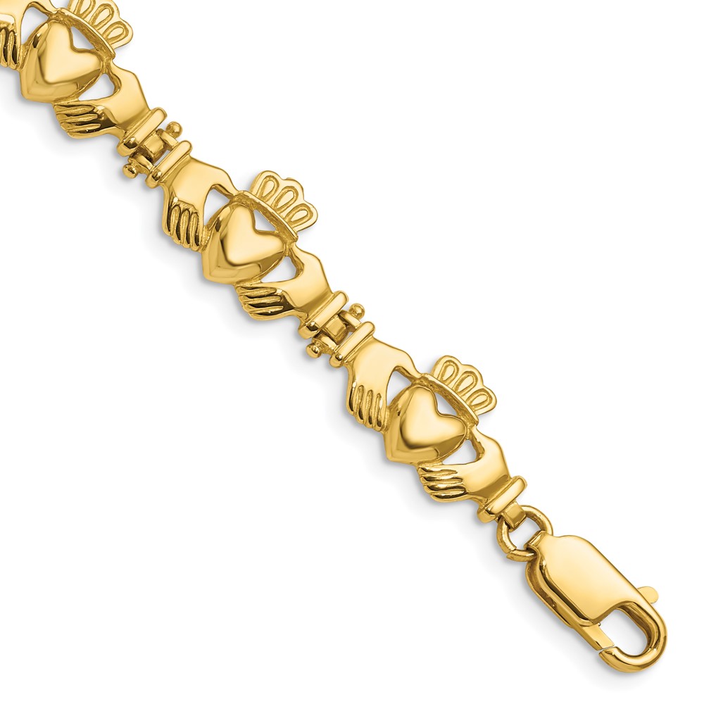 FB1557-7.jpg 14k Polished Claddagh Link 7 inch Bracelet - Image 1