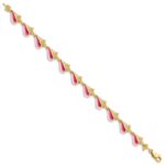 14K Pink and White Enameled 3-D Conch Shell 7.25 inch Bracelet - Image 2