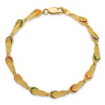 14k Red/Blue/Green/Orange Enameled Flip Flop 7.25 inch Bracelet - Image 5