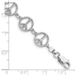 14k White Gold Polished Peace Sign 7.5 inch Bracelet - Image 5