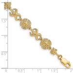 14K Polished Starfish and Sand Dollar 7 inch Bracelet - Image 3