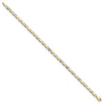 14K and White Rhodium Diamond-cut Fancy Link 7.5 inch Bracelet - Image 2
