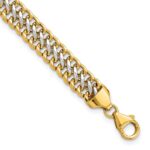 14K and White Rhodium Polished 7.4mm Fancy Link 8 inch Bracelet