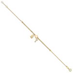 14K Polished and Diamond-cut Heart Lock and Key 7 inch Bracelet Plus 0.5 inch Extender - Image 2