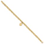 14K Polished Heart Lock Charm Fancy Link 7.5 inch Bracelet - Image 2