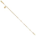 14K Polished and Diamond-cut Miraculous Medal and Cross 7.5 inch Rosary Bracelet - Image 2