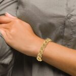 14k Polished 12mm Fancy Link 7.5 inch Bracelet - Image 6