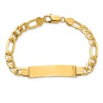 14k Polished Solid Chain/Solid Plate Figaro Link 38x10mm Plate 8 inch ID Bracelet - Image 4